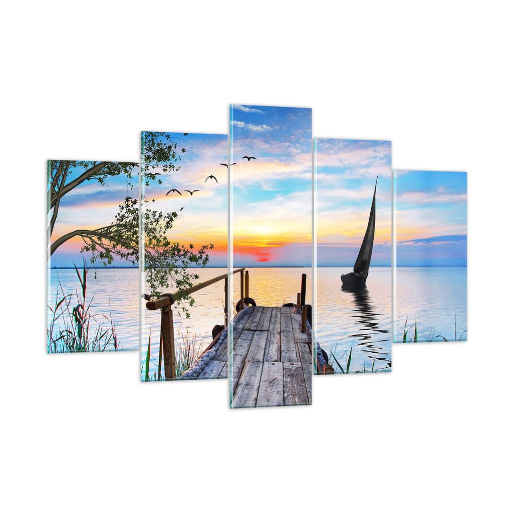 Bilder auf glas - Brücke See - 150x100cm - Glasbilder - Wandbilder - Bilder - Kunstdruck - zum Aufhängen bereit - Wanddekoration aus Glas - Glas ...
