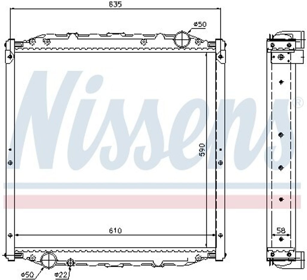 NISSENS 62877A Kühler Wasserkühler Motorkühler für MAN L Produktbild 