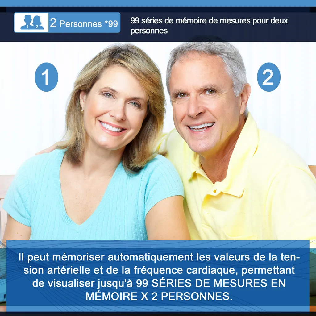 Tensiomètre Bras pour Suivi Médical à Domicile, Mémoire 2 Utilisateurs
