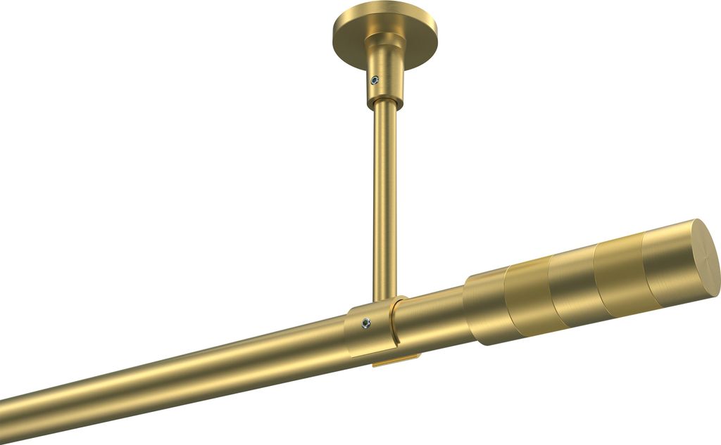 Interdeco Gardinenstange / Vorhangstange Messing-Optik, Typ Sonette Mavell (Zylinder Bicolor) ohne Ringe, Deckenmontage, 20 mm Ø 1-läufig, 120 cm