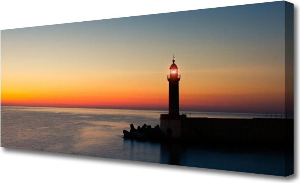 Tulup Leinwand-Bilder 125x50 Wandbild Canvas Kunstdruck Leuchtturm Meer Landschaft