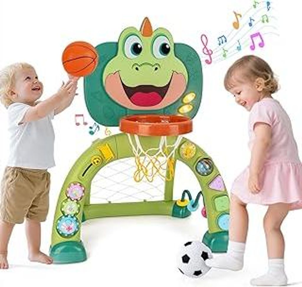 Spielzeug für 1 2 Jahre alte Jungen: Kleinkinder Basketballständer Fußballto, Musikalische Spielzeuge für Babies, Sportspielzeug, Indoor und Ou...