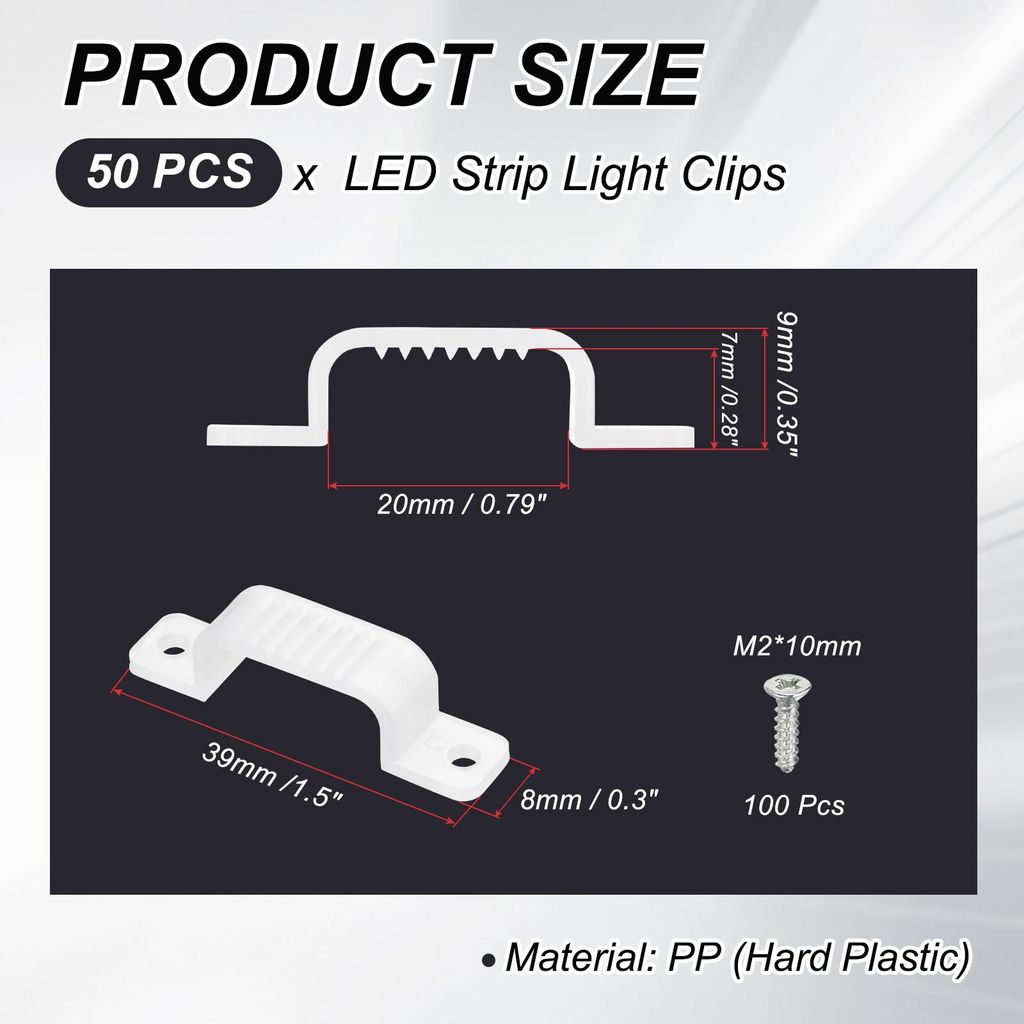 LED Strip Light Clips, 50er Pack Montagehalterung Befestigungsclips Klemmhalter mit Schrauben fš¹r 20mm breite 3528/5050 Neon RGB Lichtkabelband,...