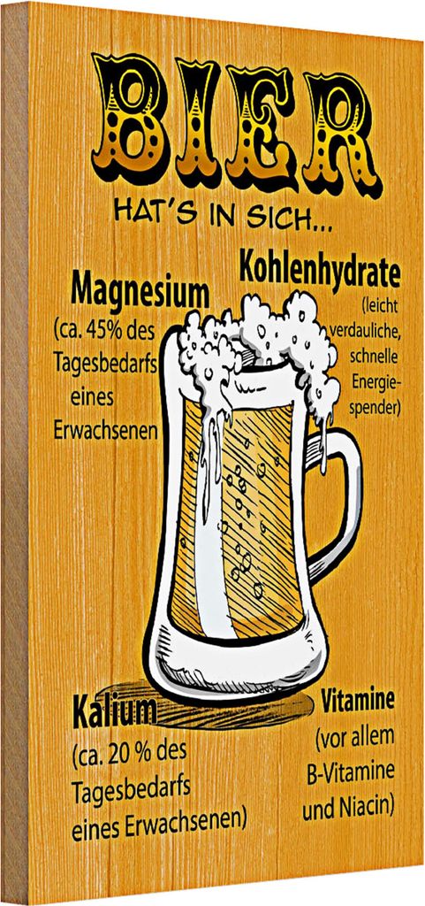 Holzschild 20x30cm Bier hat's in sich Vitamine