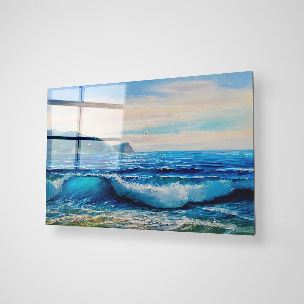 Tableau Mural Grand Format pour Salon en Verre Trempé Design Moderne