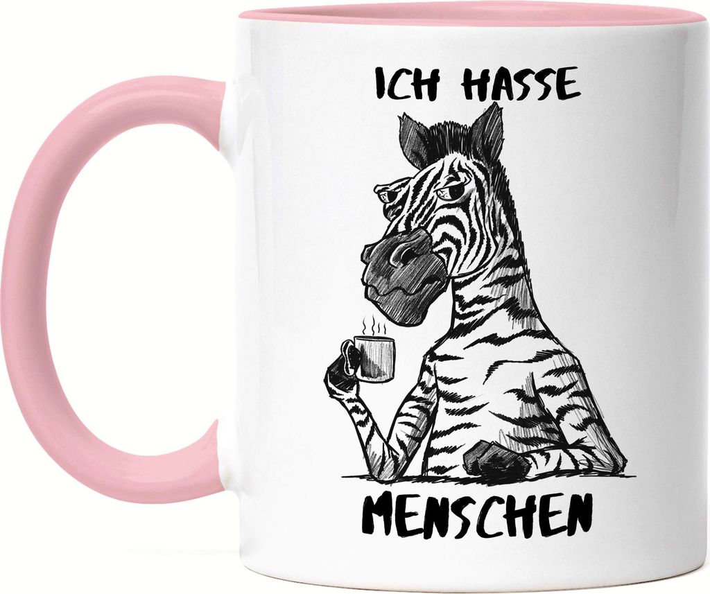 Ich Hasse Menschen Tasse Rosa Morgenmuffel Erstmal Kaffee Büro Kollegen Zebra Geschenk