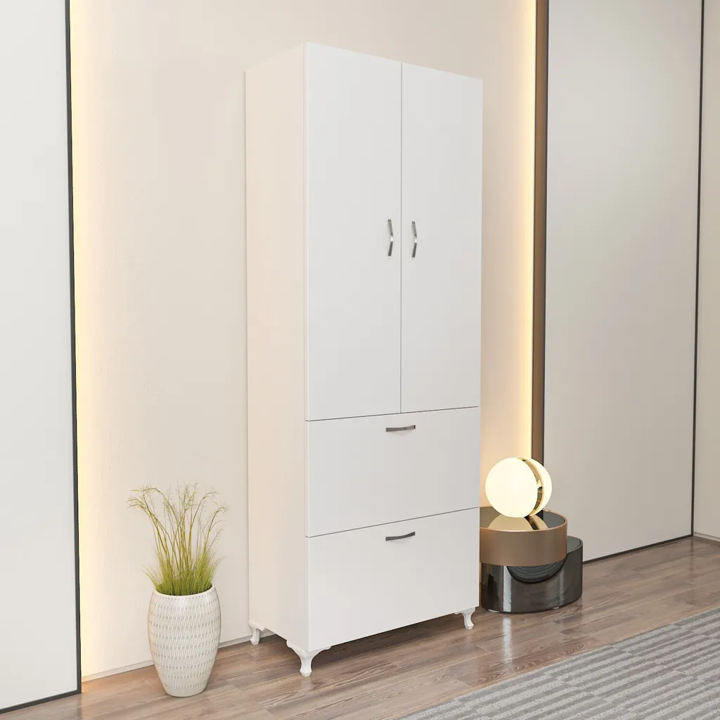 Armoire multifonctionnelle blanche 163cm, design moderne Yasam 60cm