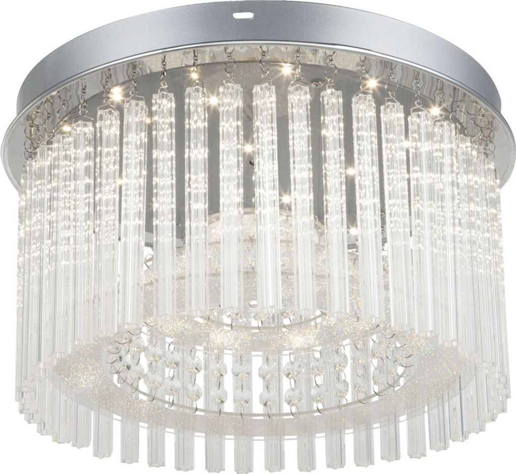 LED Deckenleuchte, verchromt, Kristalle, Glas, D 37 cm