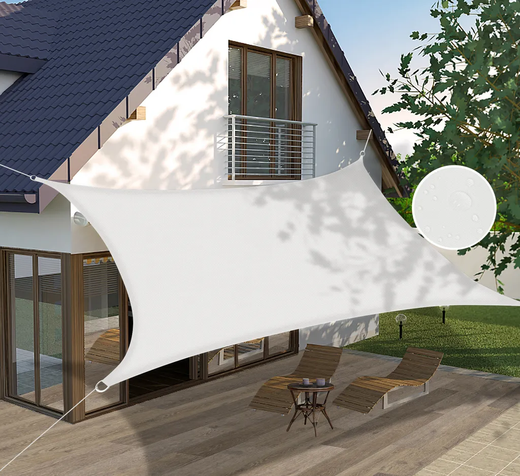 Offerta Vela Solare 5x5m Impermeabile Bianco Oxford Protezione UV 95%