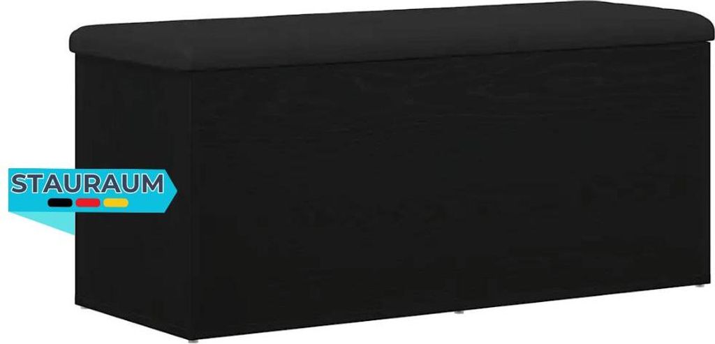 Sitzbank JONA mit Stauraum Schwarz Eichen-Optik 102x42x45 cm | Aufbewahrungsbank Flurbank Garderobenbank