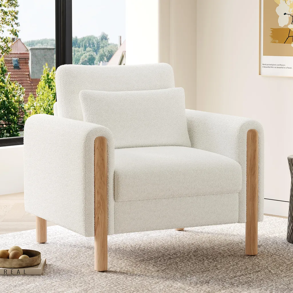 Fauteuil Ergonomique Anti-Fatigue en Teddy Blanc - Soulage le Dos