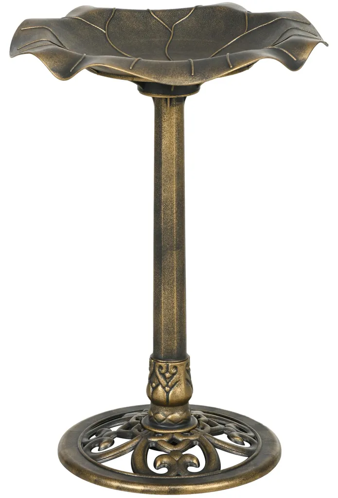 Bassin à oiseaux feuille de lotus en polypropylène bronze 50 x 71 cm