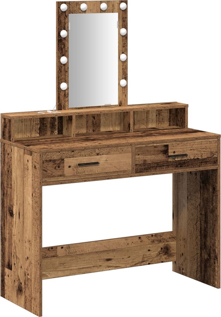 Möbel Schminktisch mit LED-Lichtern, Vintage-Look, 100x41x140 cm - Schminktische 865179