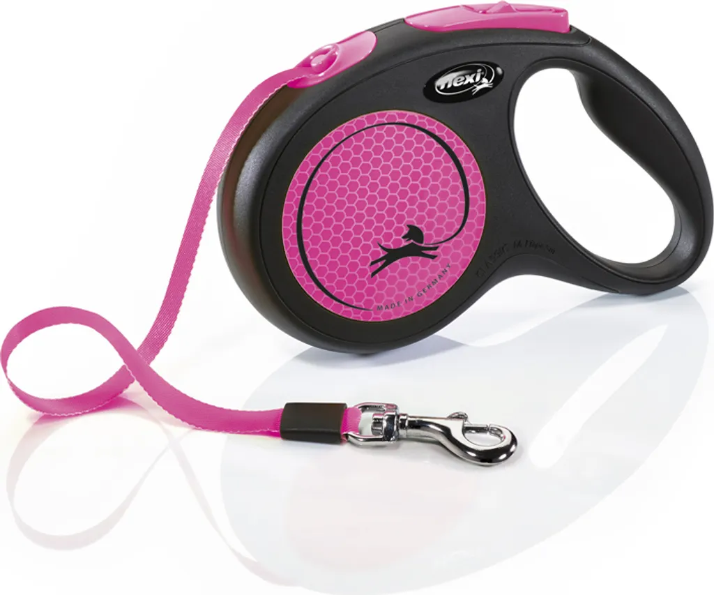 Guinzaglio Flexi NEON Cintura 5 m Rosa - Sicurezza e Visibilità Notturna