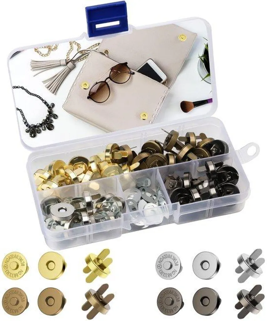 Boutons Magnétiques en Métal 4 Couleurs pour Sacs et Vestes - 32 Sets