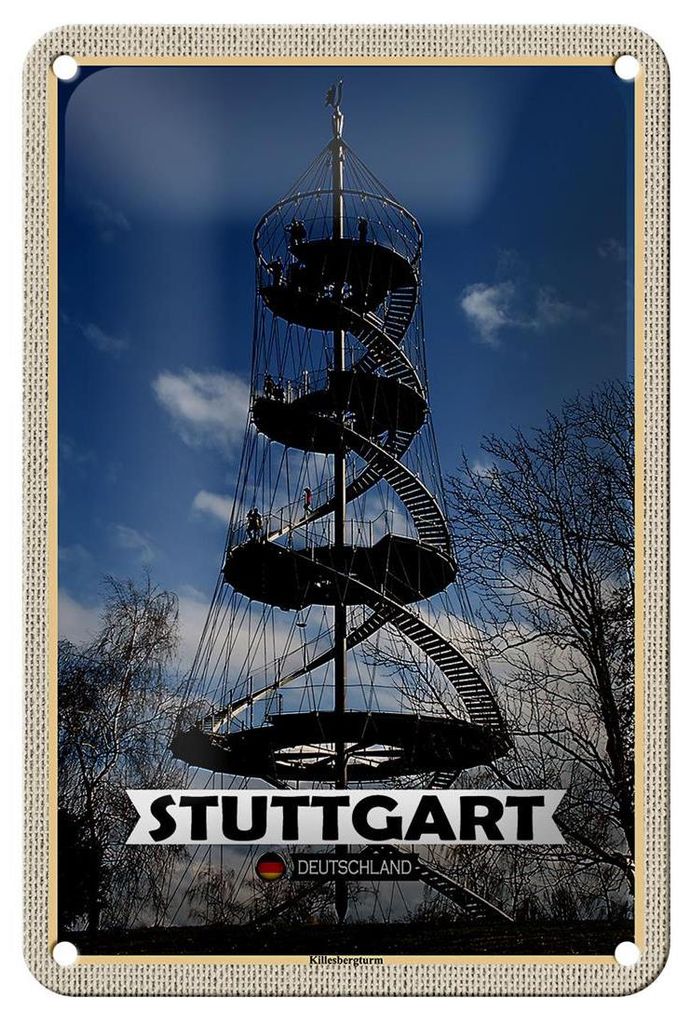 Blechschild Städte Stuttgart Killesbergturm Architektur 12x18cm Schild