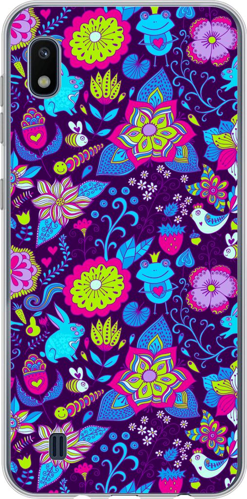 MuchoWow Handyhülle Schutzhülle Hülle für Telefoonhoesje Samsung Galaxy A10 Mädchen - Kaninchen - Rosa - Muster - Mädchen - Kinder - Kinder...