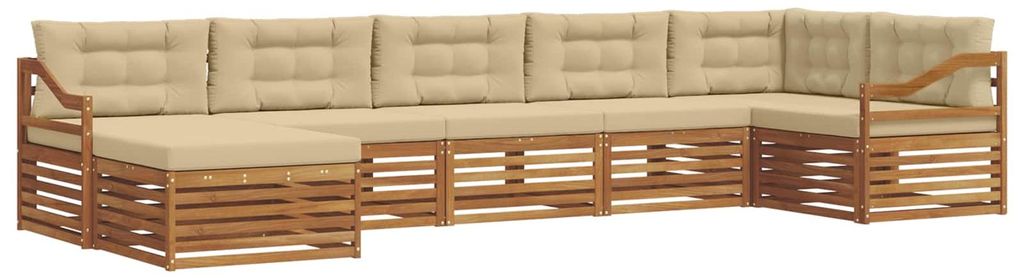 vidaXL Sofagarnituren 7 pcs Natur und Beige Massivholz Akazie