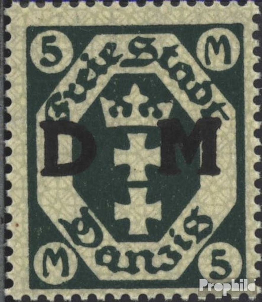 Briefmarken Danzig 1923 Mi D30X stehendes Wasserzeichen mit Falz Dienstmarke