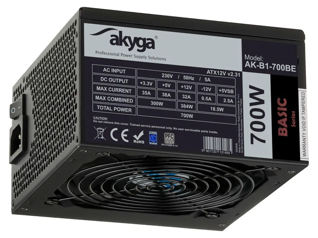 Alimentatore 700W Akyga AK-B1-700 Edizione Nera | Protezione Totale