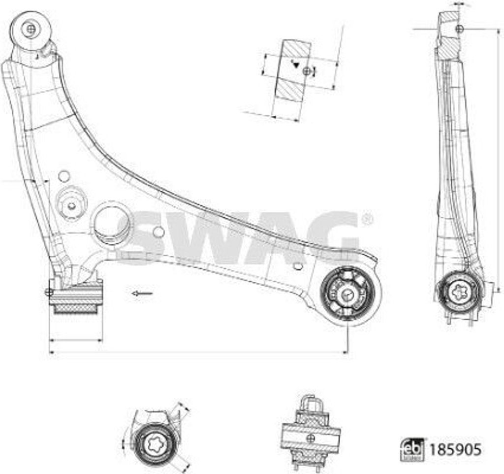 SWAG 33 11 0146 Querlenker Vorne Rechts Unten passend für MERCEDES-BENZ Sprinter 3,5-T Kastenwagen (907, 910)
