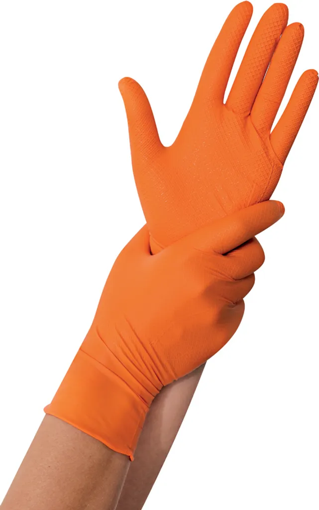 Hygostar 270815 Guanti Nitrile Power Grip Arancione L | Stock Professionale