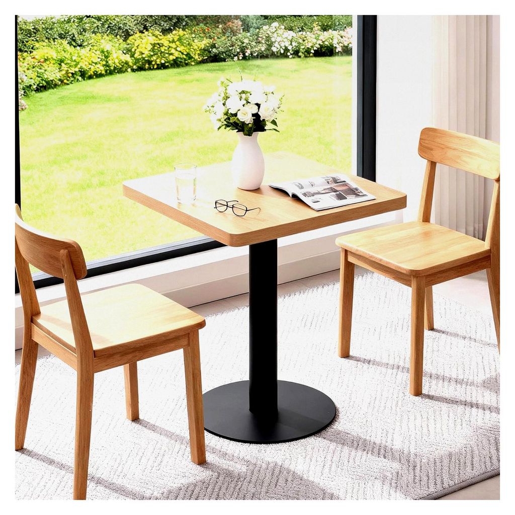 Esstisch 60cm Küchentisch Esszimmertisch Klein mit Holzplatte quadratisch in Eiche-Optik mit Metallbeinen für Wohnzimmer und Balkon
