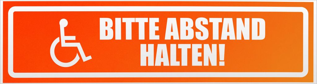 Bitte Abstand halten! Motiv 1 invertiert Magnetschild Schild magnetisch - 45cm Neonorange - Magnetfolie für Auto PKW Kfz