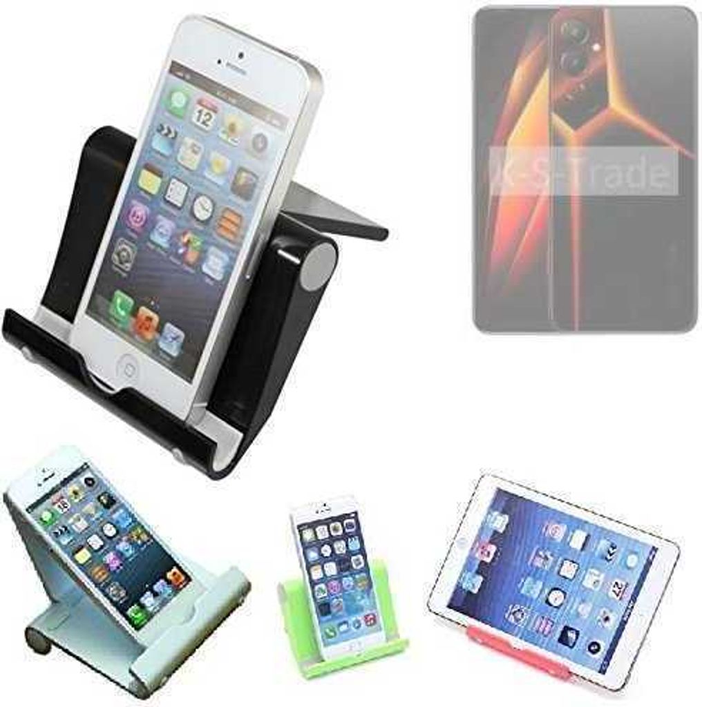 K-S-Trade Handy-Ständer kompatibel mit Tecno Pova 4 Pro faltbarer Tischständer Smartphone Tablet Halterung Reise