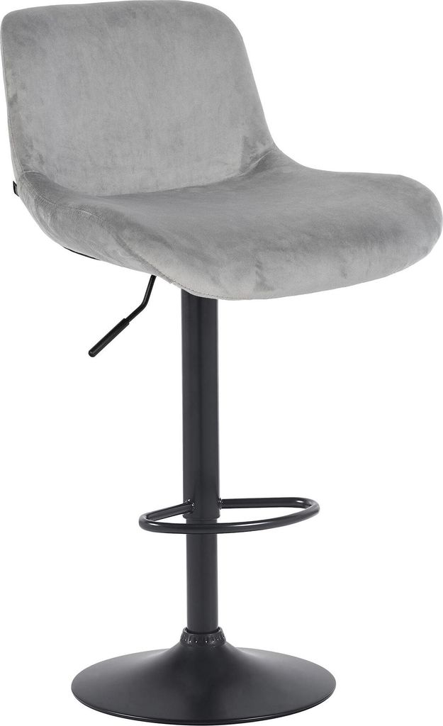 CLP Barhocker Solon Schwarz höhenverstellbar und drehbar mit Rückenlehne Farbe:grau;Material:Samt