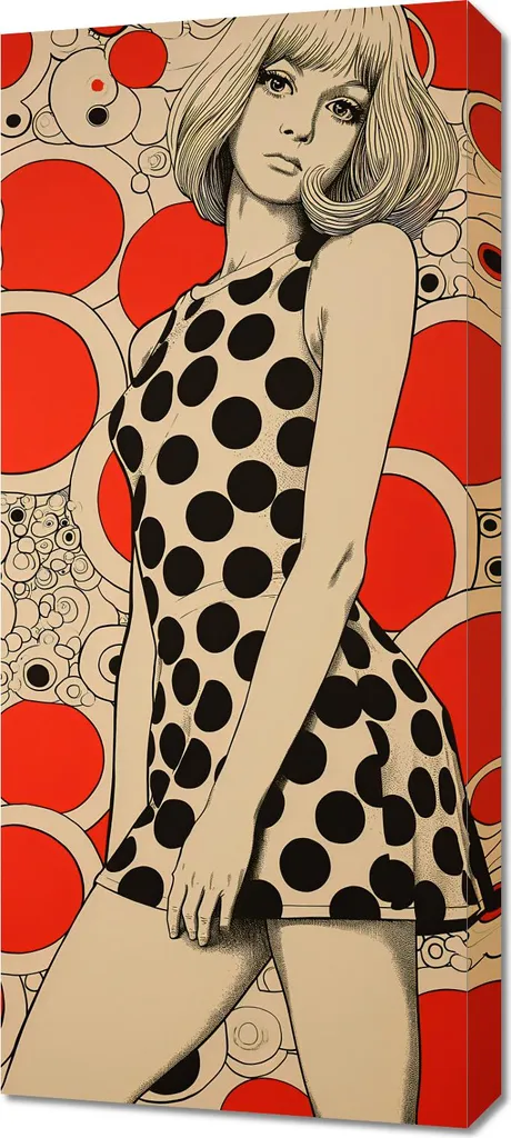 Tableau Image 40 x 90 cm Points Rouges - Décoration Murale Graphique