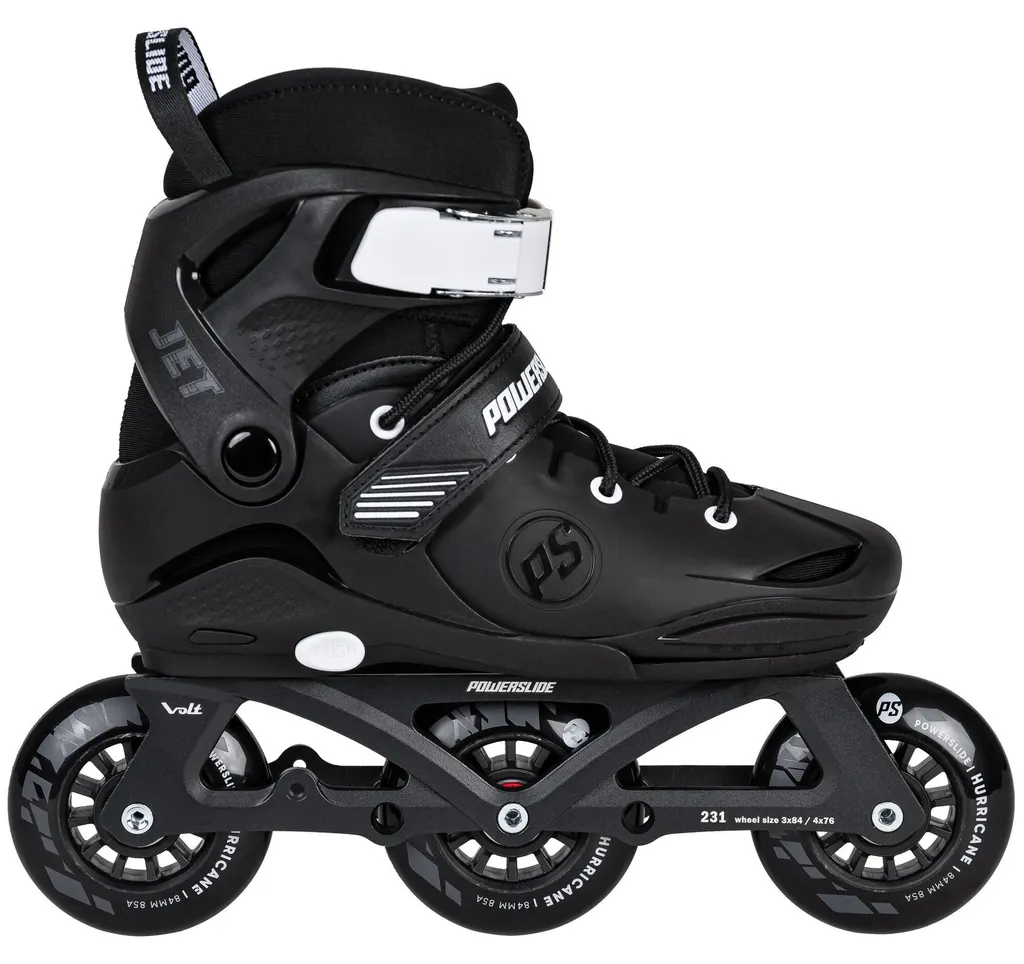 Rollers en ligne évolutifs Powerslide Jet Pro Noir pour le Slalom