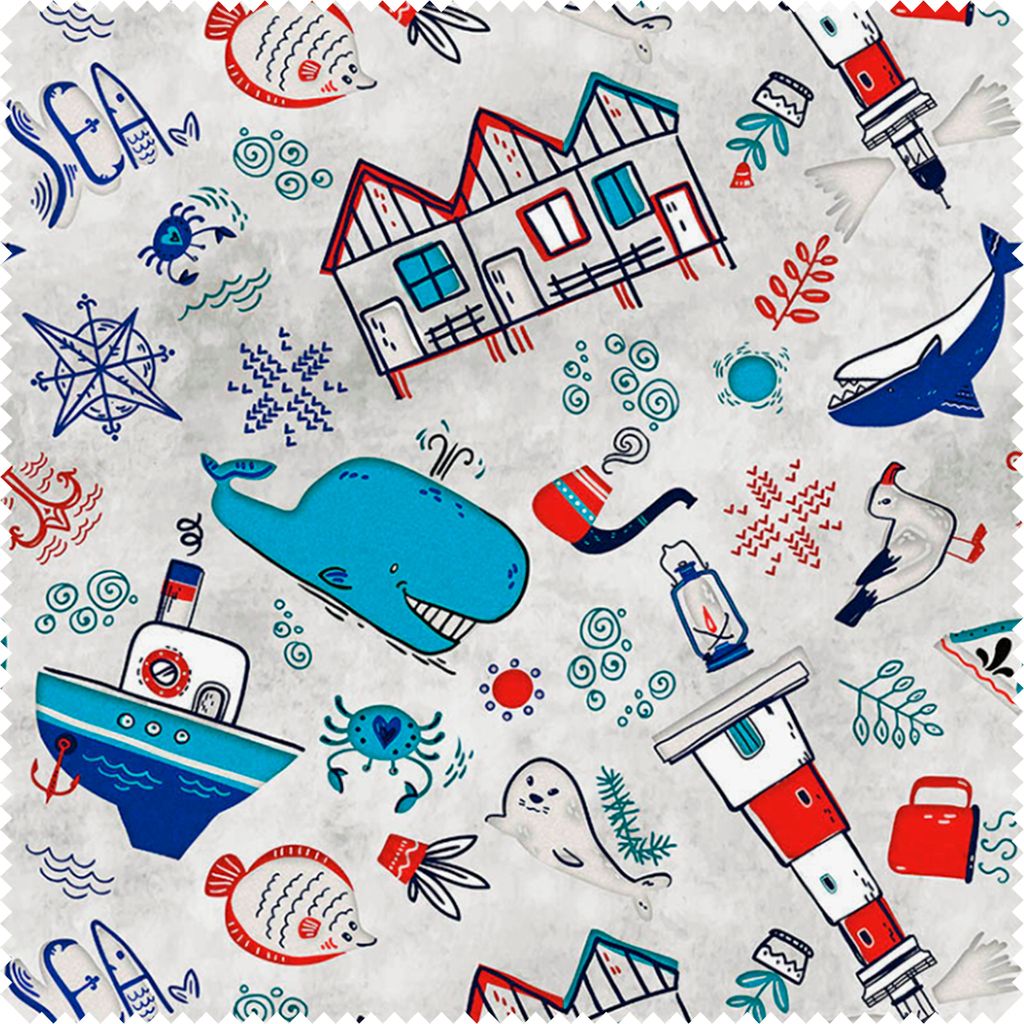 VBS Marktplatz Maritimer Stoff Leinenoptik 140 cm breit 170 g/qm 40 m Ballen