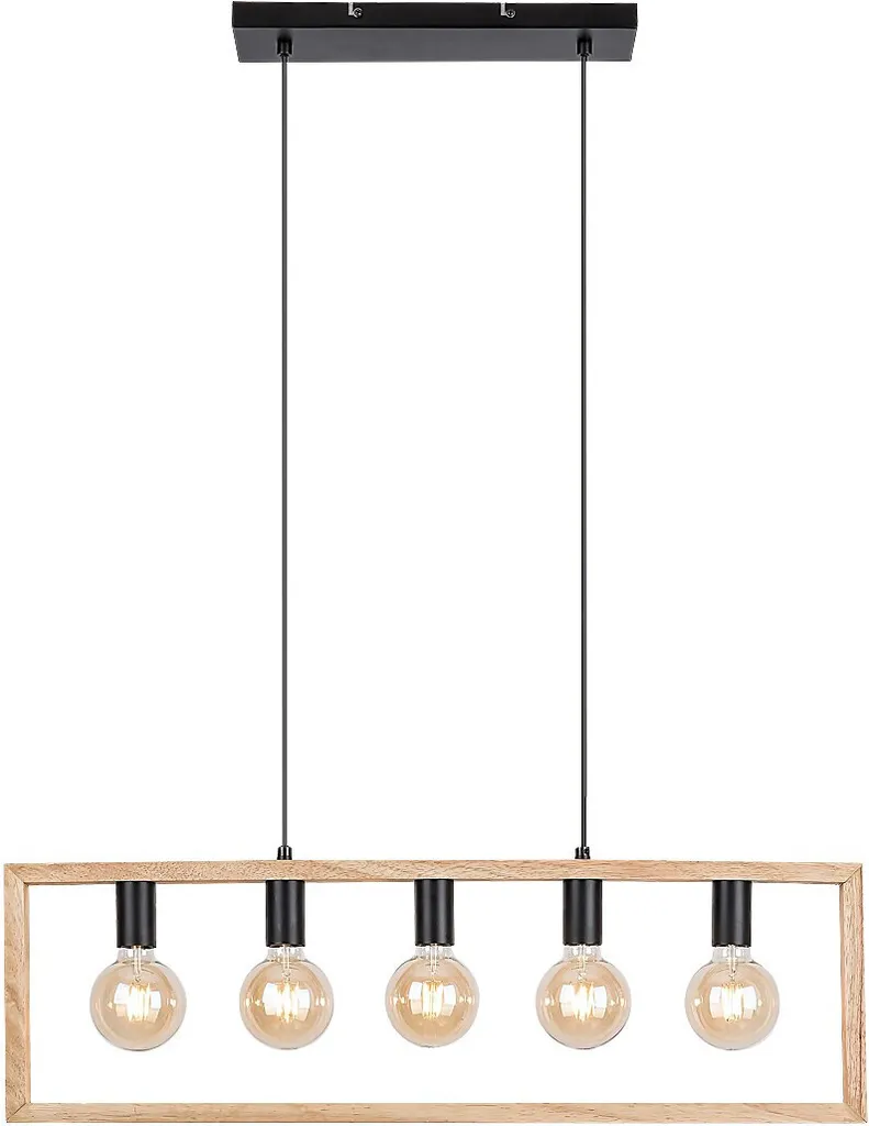Rabalux 2294 Indigo Lampadario 5 Luci E27 Legno e Metallo Nero