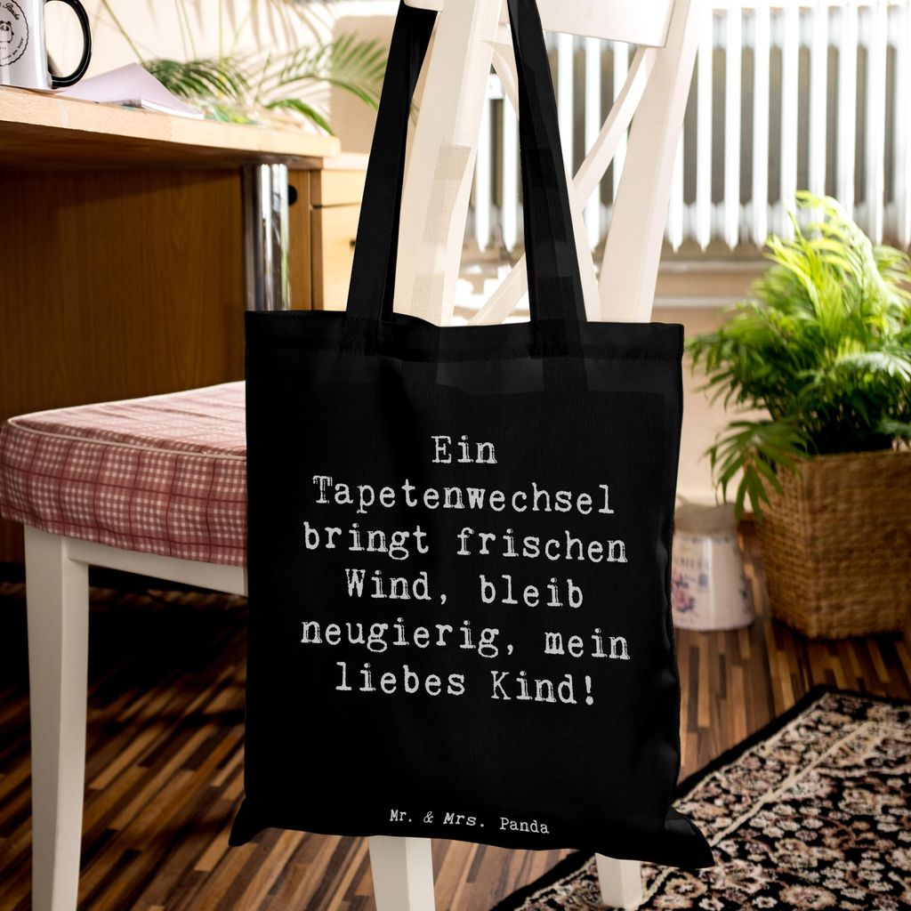 Mr. & Mrs. Panda Tote Bag Spruch Umzug neue Stadt - Schwarz - Geschenk, Liebe und Hoffnung, frischer Wind, Vertrauem, Uni Tasche, Schultasche, posi...