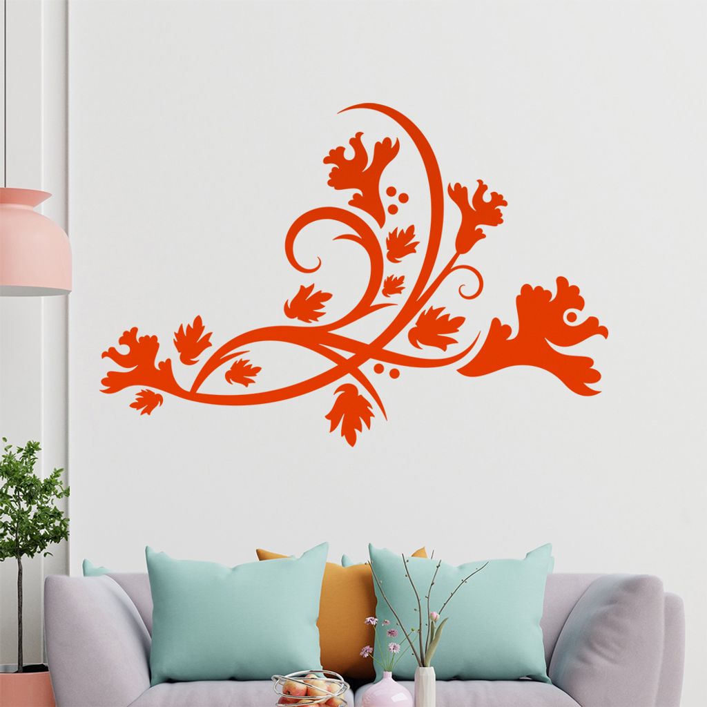 Ranken Blüte geschwungen Wandtattoo in 6 Größen - Wandaufkleber Wall Sticker - Dekoration, Küche, Wohnzimmer, Schlafzimmer, Badezimmer