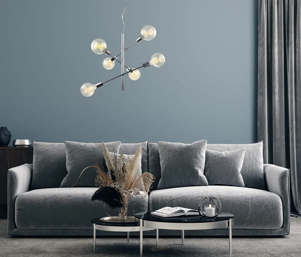 Lampadario Italux Madalyn Nero MDM3582/6 CH - Design Moderno a 6 Luci - 2