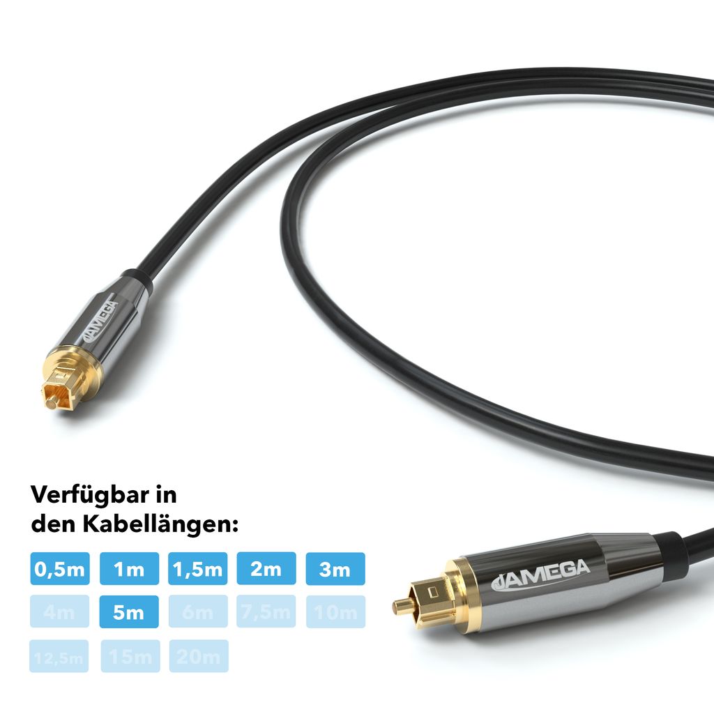 Schwarz 5 mm Durchmesser HDGear Toslink Kabel LWL Digitales Lichtwellenleiter Kabel Premium Optisches Digital-Audiokabel 1m SPDIF Länge: 1 Meter Toslink Stecker auf Toslink Stecker 