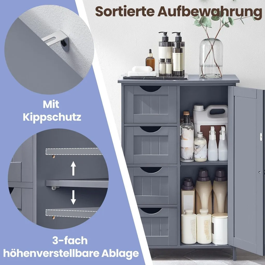 Meuble d'appoint étroit Rootz en MDF - Rangement compact 30 cm de large - 3