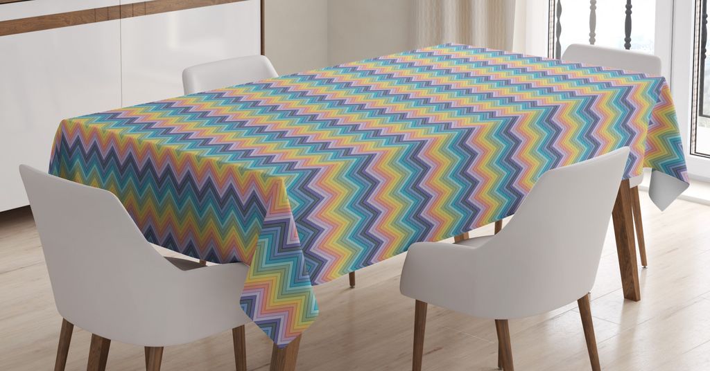 ABAKUHAUS Abstrakt Tischdecke, Bunte Chevron-Layout, Personalisierter Druck mit Klaren Farben Waschbar Wasserfest kein Verblassen, 140 x 200 cm, Me...