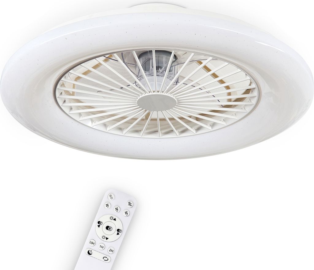 Serradifalco Ventilator aus Kunststoff in Weiß/Glitzereffekt, moderne Deckenleuchte