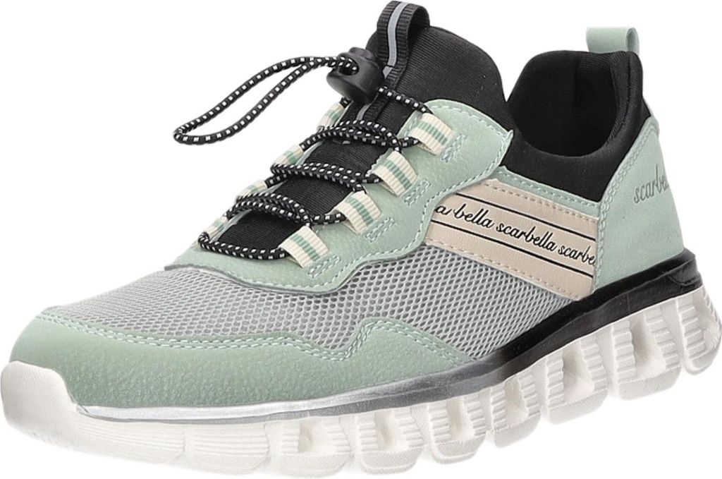 Scarbella Damen-Sneaker-Slipper Grün-Schwarz-Weiß, Farbe:grün, EU Größe:39