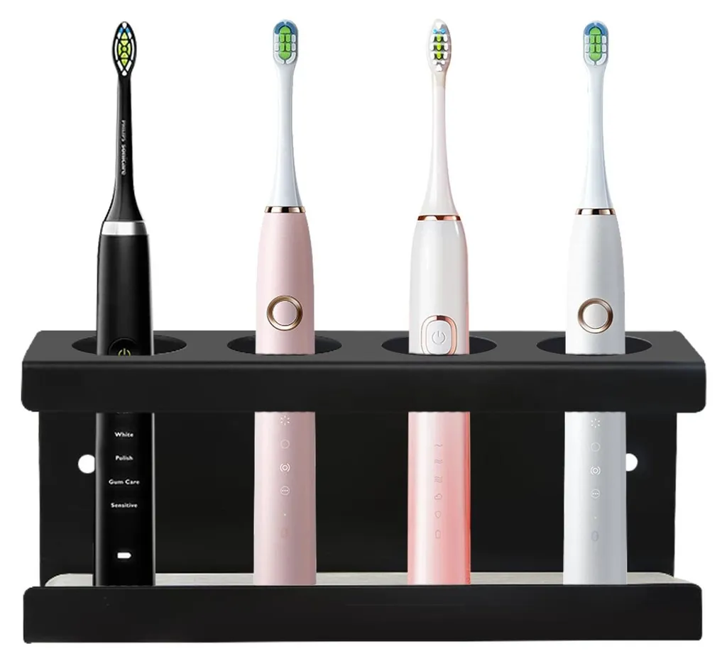 Porte brosse à dents électrique mural sans perçage, 4 fentes 35 mm