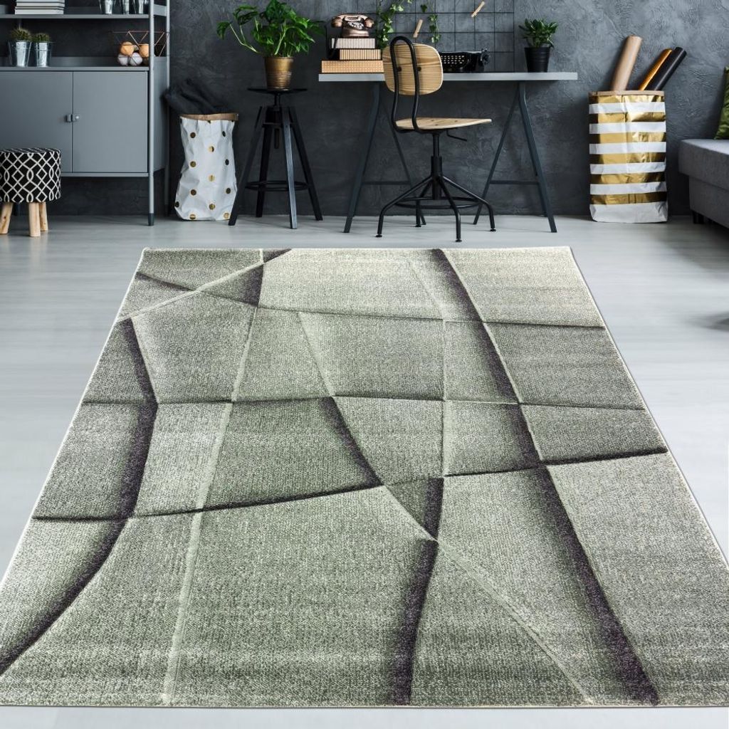 Teppich grün mit geometrischem Muster – pflegeleicht & stilvoll für moderne Wohnräume Größe - 240 x 340 cm