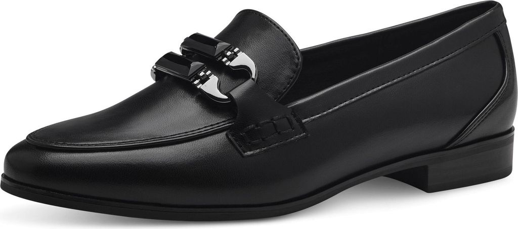 MARCO TOZZI Damen Slipper eleganter Loafer mit Zierspange 2-24237-43, Größe:38 EU, Farbe:Schwarz