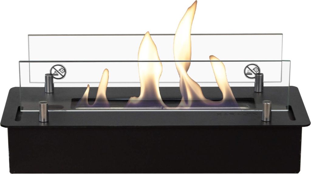 Xaralyn Ethanol-Kamin - Ethanolbrenner S - mit Einbaulippe - schwarz - 2 kW Heizung - Ethanol Einbaukamin - echte Flammen