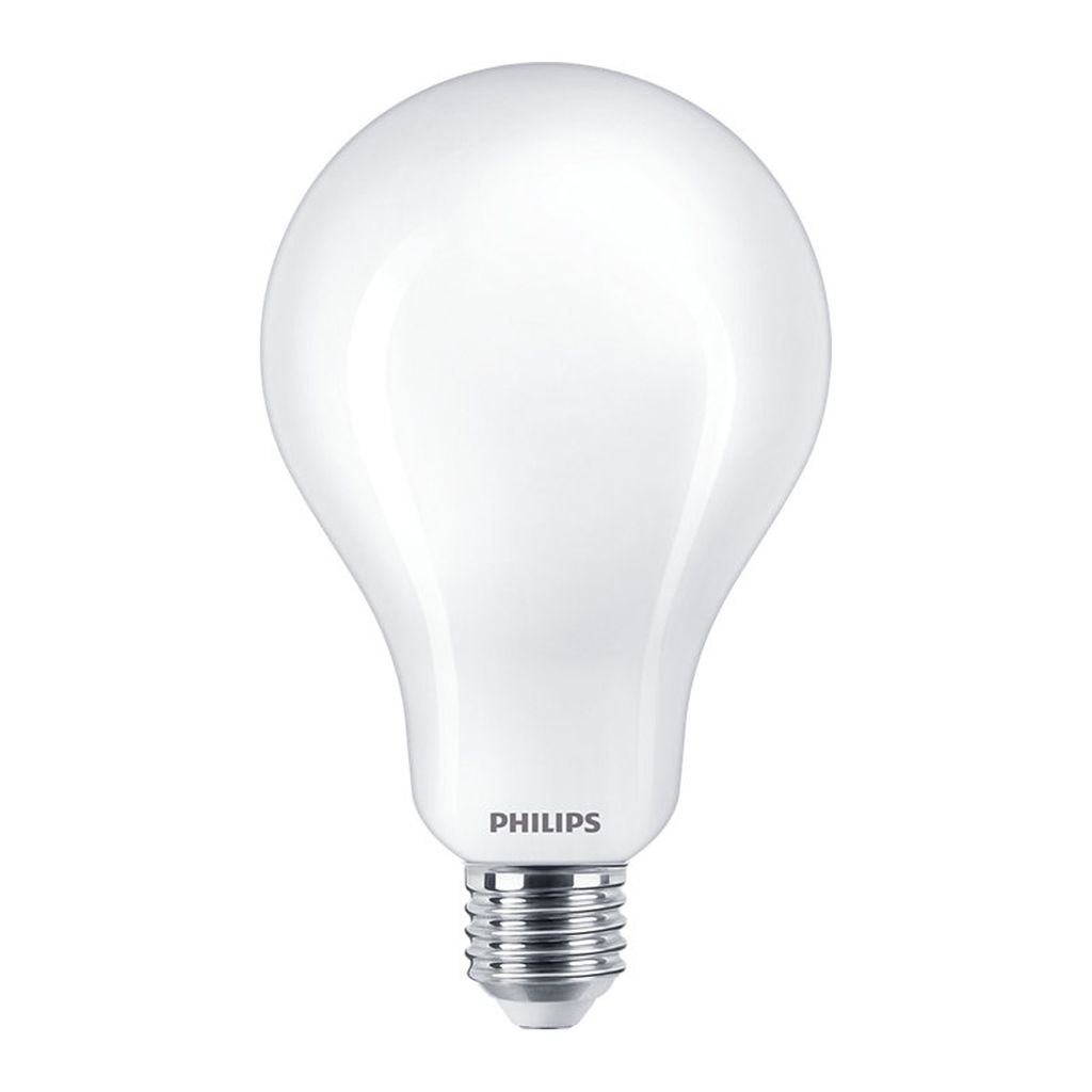A white Philips LED light bulb on a white background.