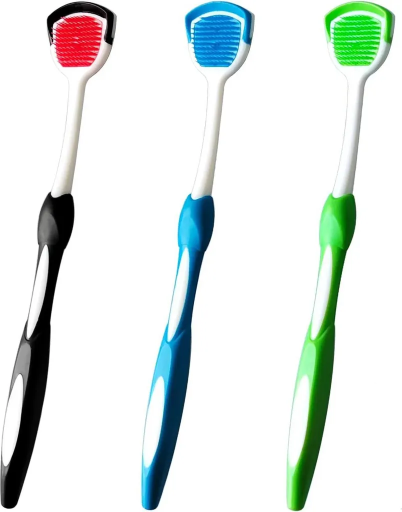 Set Pulizia Lingua 3 Pezzi - Kit Raschietto Linguale Nero Blu Verde