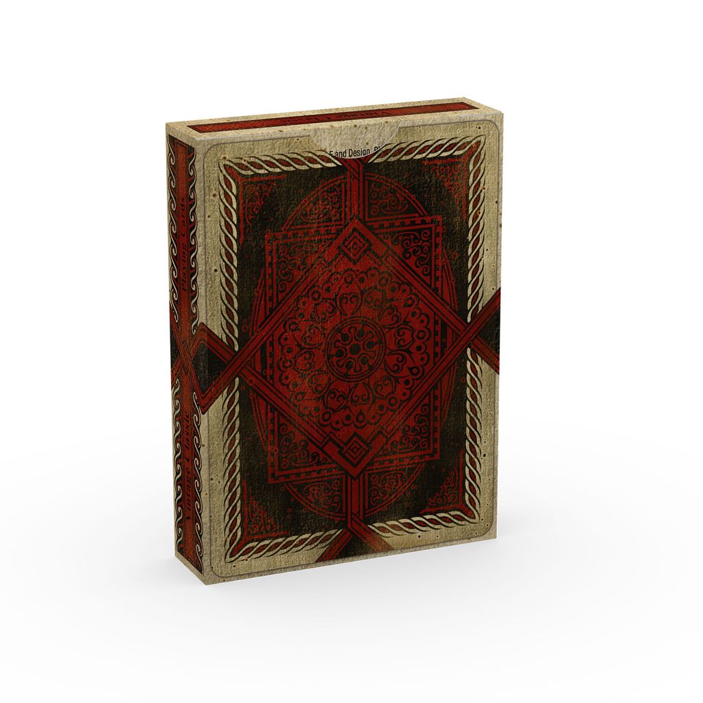 A single deck of playing cards with a vintage design.