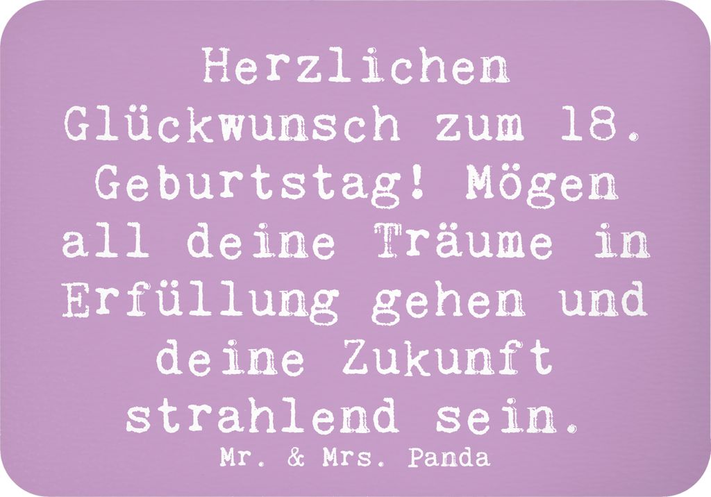 Mr. & Mrs. Panda magnet Spruch 18. Geburtstag Glückwunsch - Lavendeltraum - Geschenk, haftmagnet, Kühlschrankmagnet, Geburtstagsgeschenk, besonde...